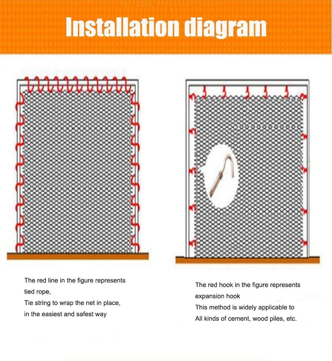 buihdeu Nylon rope net Safety Net Fall Prevention Net Outdoor Decoration Net Safety Net Children's Stairs Balcony Fall Prevention Net Garden Playground Orange Decoration Net Restaurant Ceiling Net Pet Net(1x2