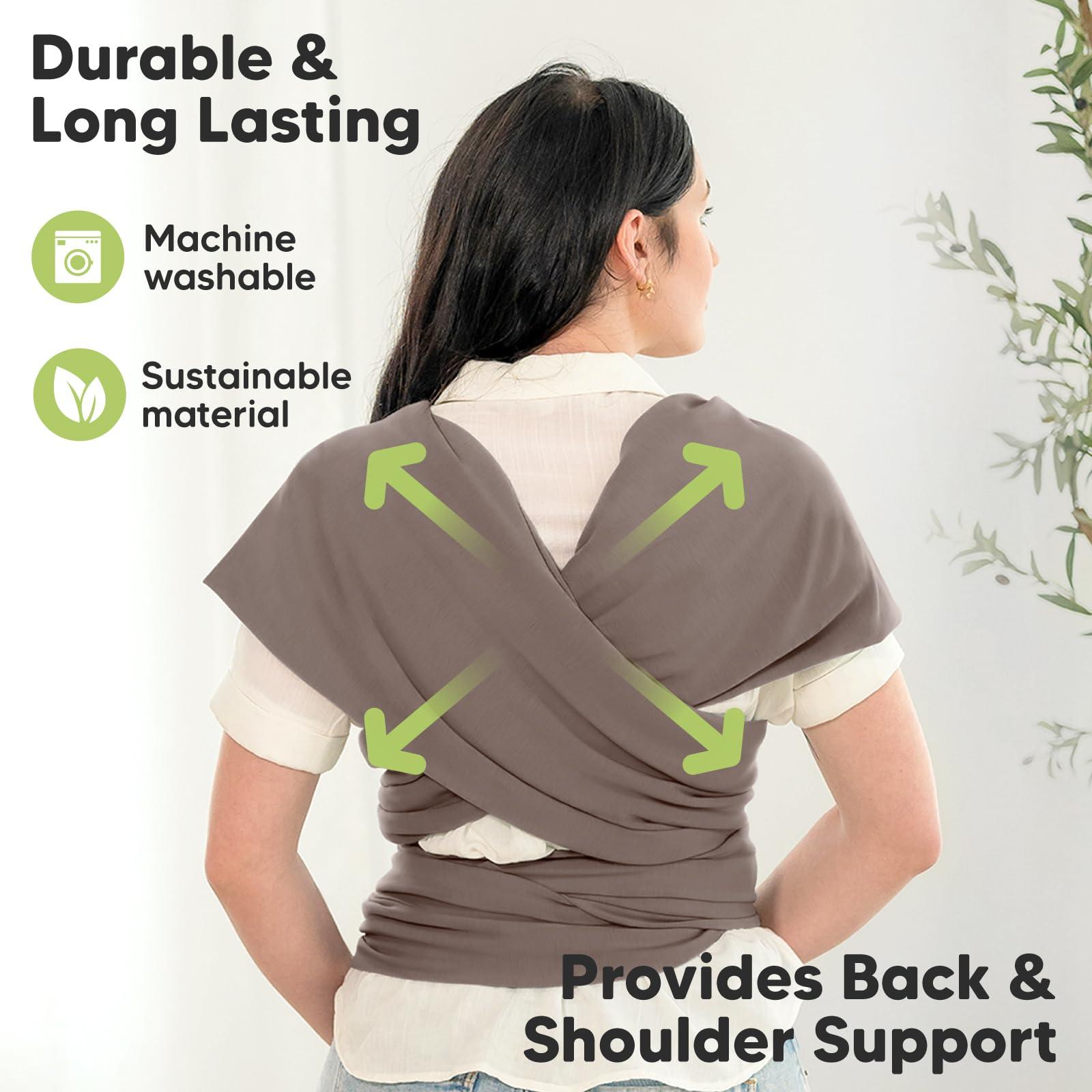 KeaBabies KeaBabies Baby Wrap Carrier - All in 1 Original Baby Carrier Newborn to Toddler Sling, Easy to Wear, Hands Free Bonding, Lightweight, Breathable Infant Wraps (Copper Gray)