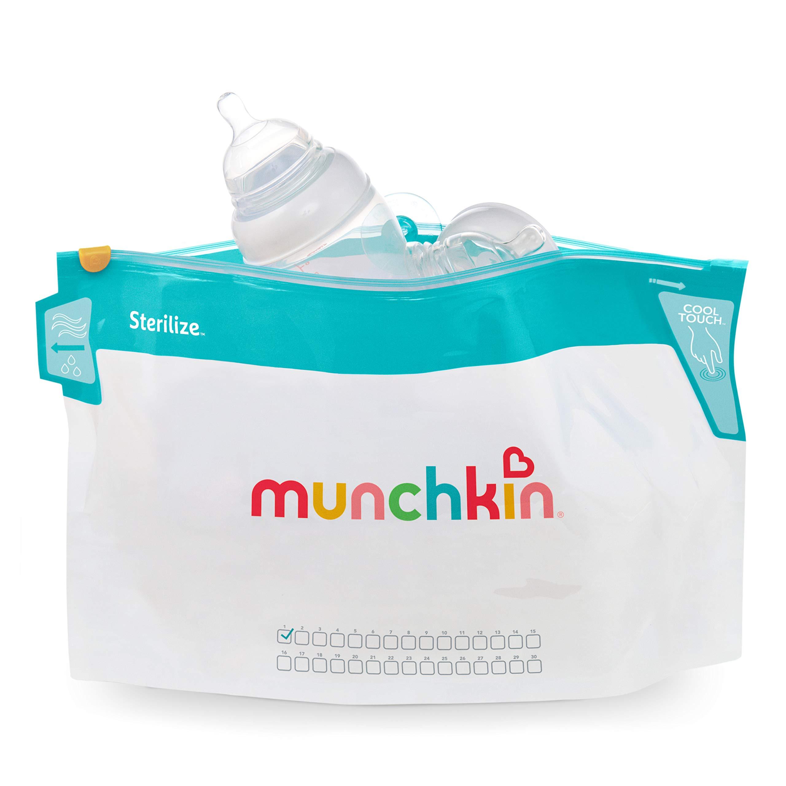 Munchkin Munchkin Microwave Steam Sterilizer Bags, Dishwasher Basket for Bottles, Pacifiers, and Accessories Bundle, 6 Pack