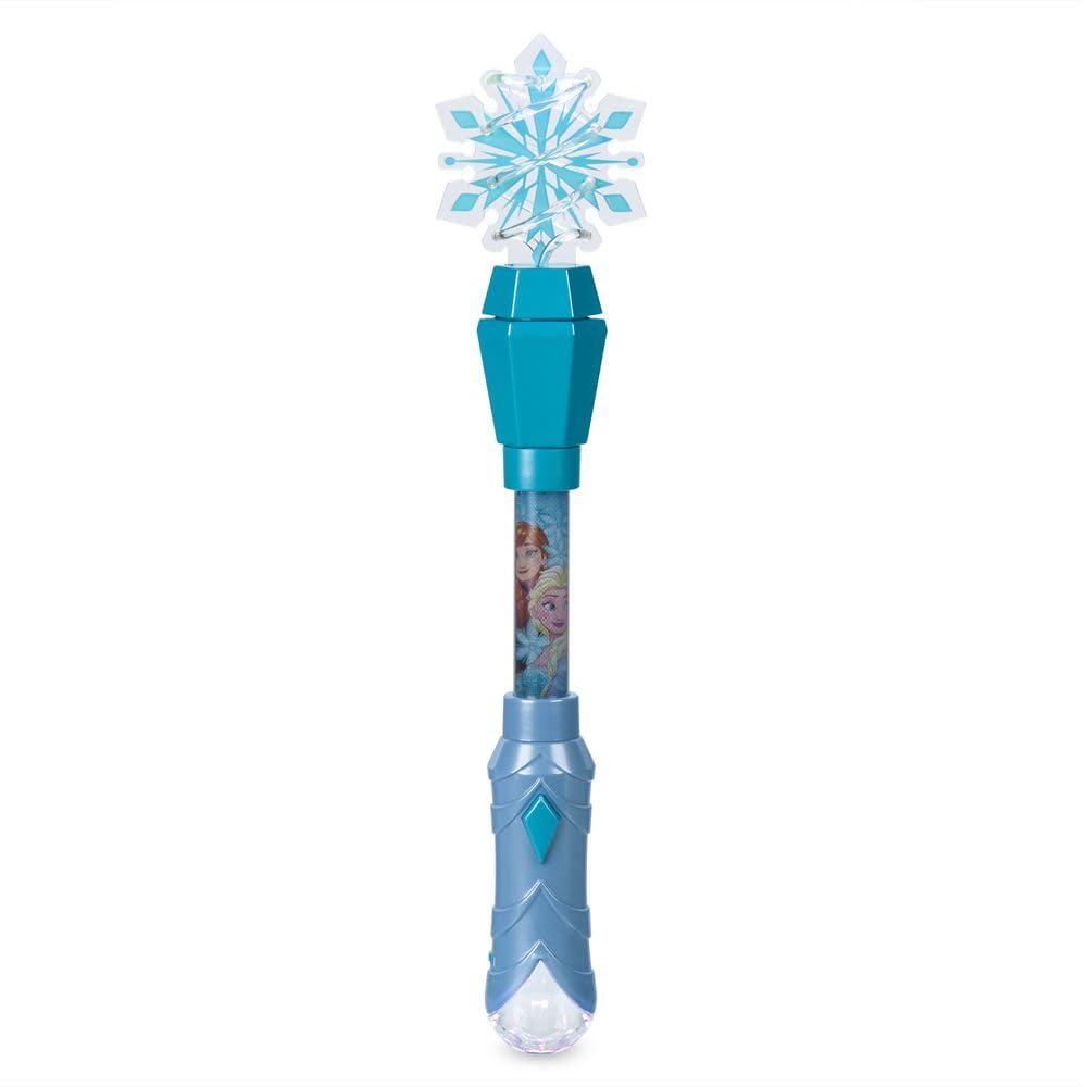 Disney Store Disney Store Official Frozen Wand with Spinning Snowflake & Color Patterns, Frozen Light-Up Wand with Elsa & Anna Art - Magical Light Up Wand for Kids