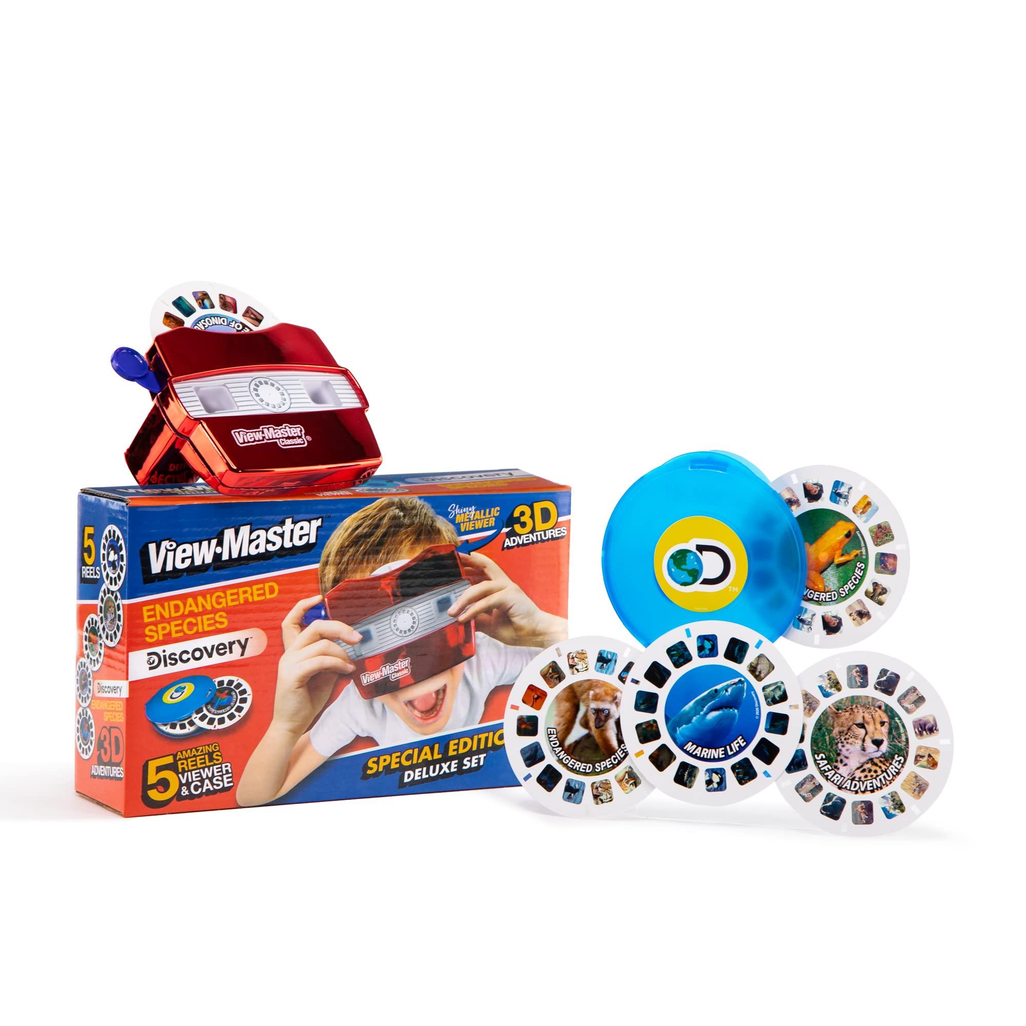 Basic Fun View Master Classic with Discovery Kids Reels - Metallic Viewfinder with 5 Reels Included - STEM, Retro, Nature Learning Toy for Kids and Adults, Toddlers, Ages 3+