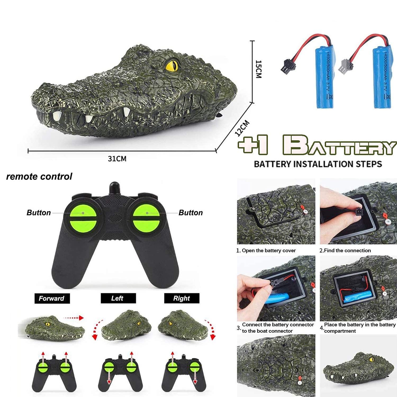 Akargol 2Pcs Remote Control Boat Alligator Head - RC Boats Fake Crocodile Head 2.4 GHz Remote Controlled for Kids and Adults