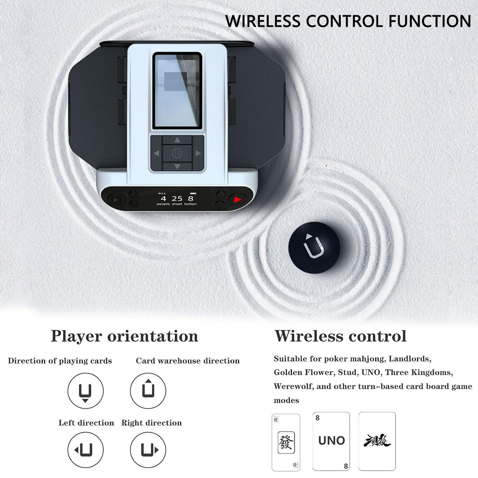 MXHACD MXHACD 2 in 1 Card Dealer & Shuffler,Automatic Card Shuffler and Dealer,360 Rotating Card Dealing Machine with 4 Wireless Dealer Buttons,for UNO, Blackjack, Texas Hold\'em(Color:Black)