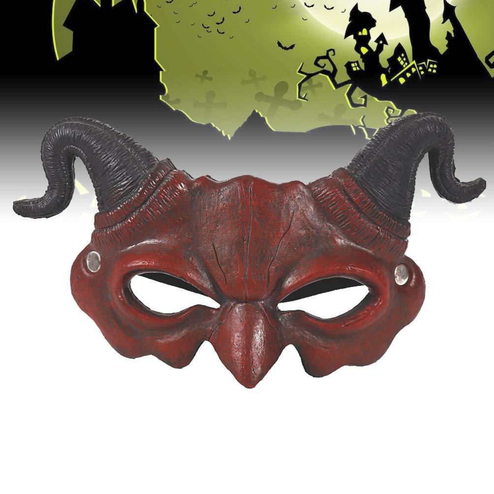 Zerodeko Scary Mask Halloween Masquerade, Scary Half Face Claw Devil Halloween Ghostlike Cosplay Costume Party Horror Devil (Brown) Devil Horns