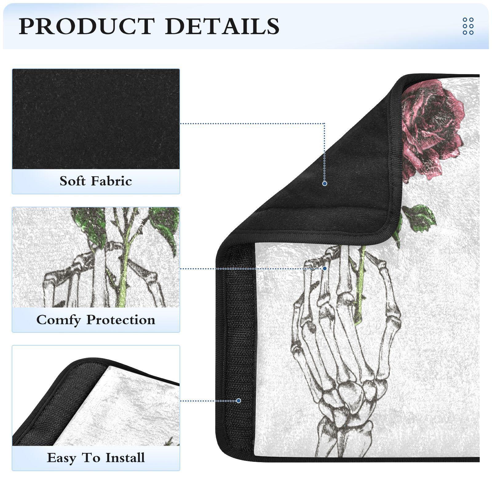 Dussdil Hand Skeleton with Flower Seat Belt Covers for Baby Kids Car Seat Strap Shoulder Seatbelt Covers 2 Pack Super Soft Car Seat Neck Cover for Boys Girls Adults Babies 10 in