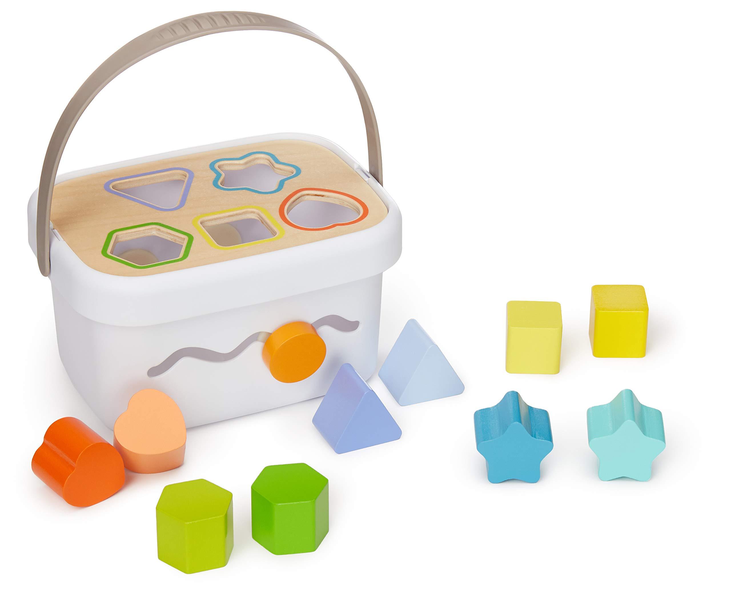 Amazon Basics Amazon Basics Wooden Shape Sorter and Rainbow Stacker Classic Baby Toy Set-Sorting Play For Infants Age 12M+, Medium, Multicolor