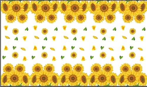 Dvaorc 4 Pack Sunflower Tablecloth 51 x 86 Inch Plastic Rustic Sunflower Tablecloth Sunflower Party Tablecloth Sunflower Birthday Party Table Cloth Sunflower Table Covers for Indoor Outdoor Party Decorations