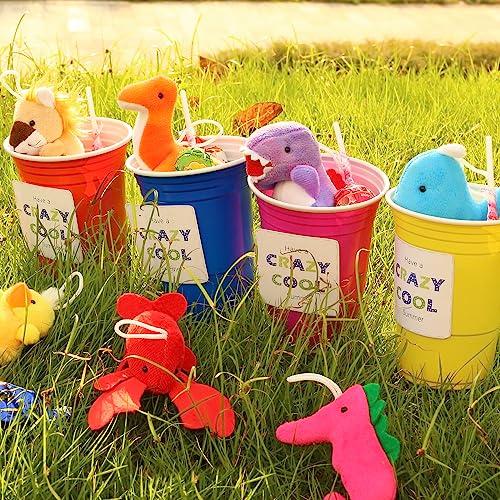 Uzoxlsn 72 Pack Mini Stuffed Animal, Assorted Plush Toy (Dinosaur, Zoo, Ocean), Party Favors for Kid, Perfect for Claw Machine Filler, Goody Bag Stuffers, Keychain, Carnival Prizes, Classroom Reward Gift Bulk
