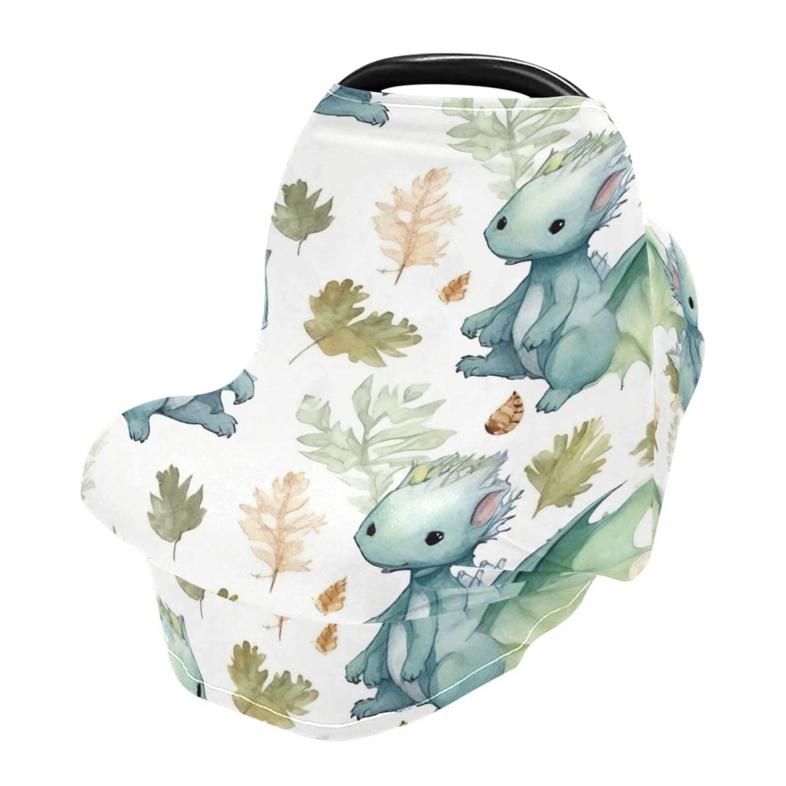 Flradish Flradish Cute Dragon Stretchy Baby Car Seat Cover Soft Breathable Nursing Cover Breastfeeding Cover Multiuse Infant Carseat Stroller Cover for Girls and Boys