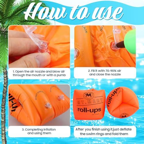 dfjdskl Arm Floaties for Kids 6-12 Yrs, Toddler Floaties Pool Swim Floats Inflatable Swim Arm Bands Floater Sleeves, PVC Thickened Arm Rings for Adults (6 Pack)