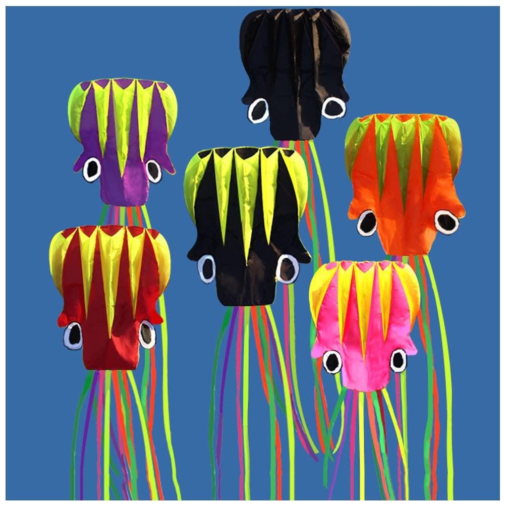 LSDRALOBBEB 5.5M Soft Octopus Kite with 100M Flying Line and Spool, Kids Beginner Kite Easy to Assemble and Fly, Easy Grip Handle LSDRALOBBEB 0408(Color:9,Size:)