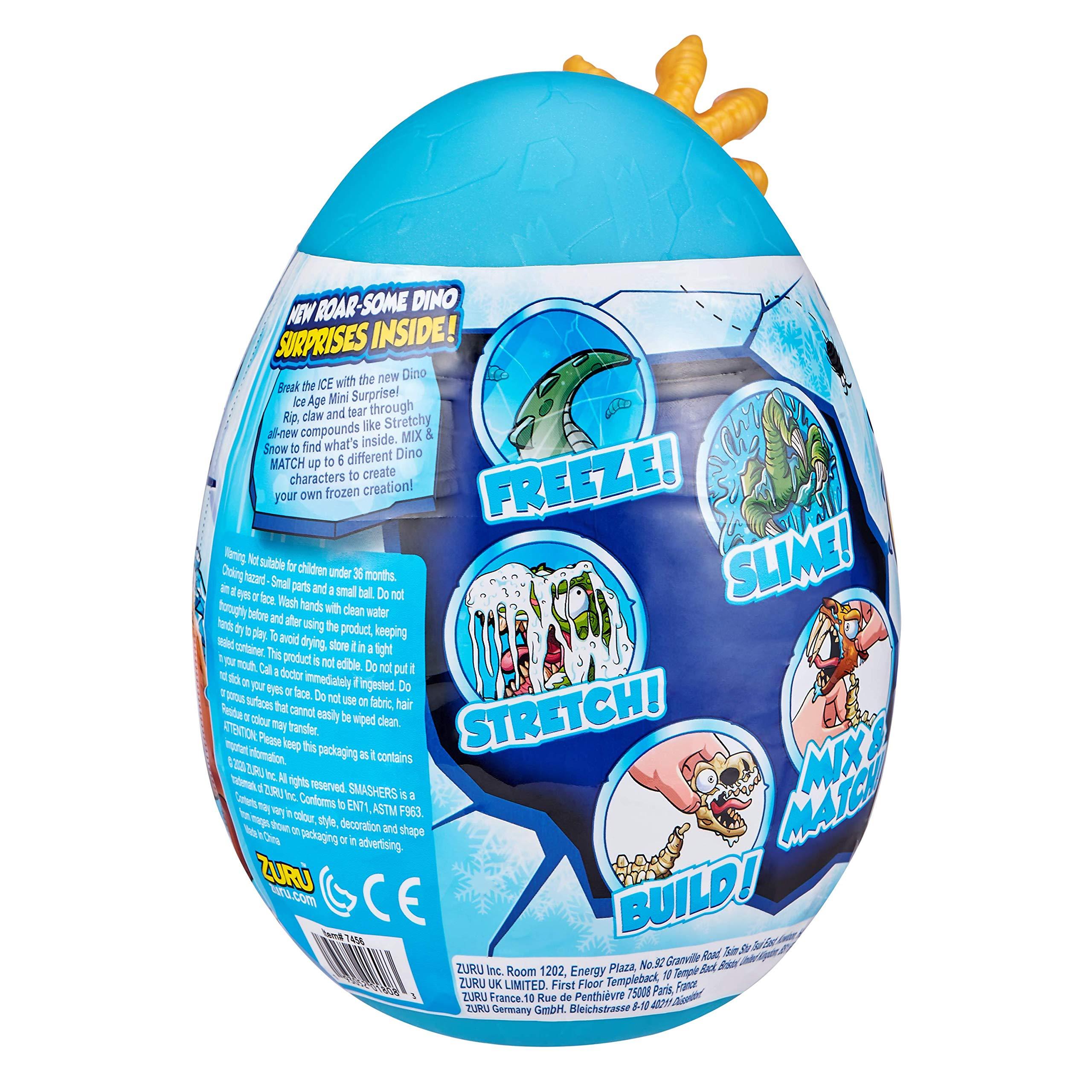 Smashers Smashers Dino Ice Age Sabre Tooth Tiger by ZURU Mini Surprise Egg with Many Surprises! - Slime, Dinosaur, Collectibles, Toys for Boys and Kids (Sabre Tooth Tiger)