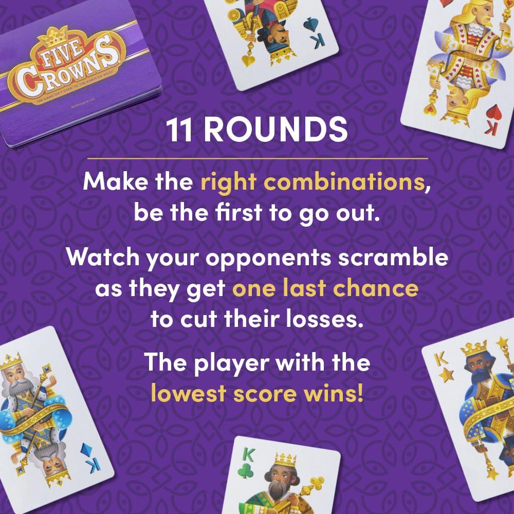 PlayMonster PlayMonster Five Crowns The Game Isn\'t Over Until the Kings Go Wild! 5 Suited Rummy-Style Card Game For Ages 8+