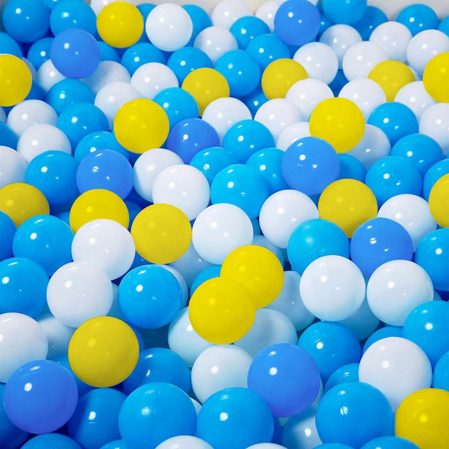 YUFUL Ball Pit Balls 1000 Count for Kids, Plastic Balls for Ball Pit, 2.2-Inch Crush Proof Play Balls BPA Free Non-Toxic, 4 Kinds of Bright Color Ocean Balls Include a Reusable Net Bag (Yellow Type)
