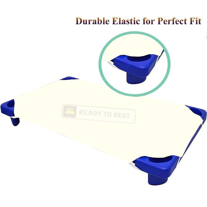 Ready To Rest Toddler Size Daycare/Pre-School Cot Sheets- 22x40, 24-Piece Childrens Naptime Cot Sheet with Corner Elastic Loops- Ploy-Cotton Blend- Ivory Daycare Cots Fitted Sheet for Baby Girls & Baby Boys