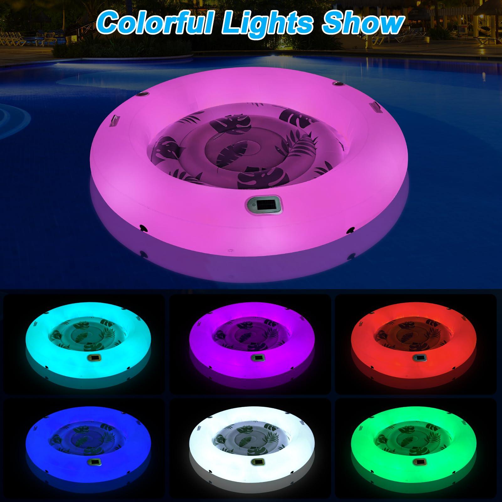 Alpcouts Alpcouts Inflatable Tanning Pool Lounger Float with Lights, Solar Giant Suntan Tub Pool Float Adults, 79'' x 79'' Extra Large Sunbathing Pool Lounge Raft Round Tanning Bed for Pool, Backyard, Lake.