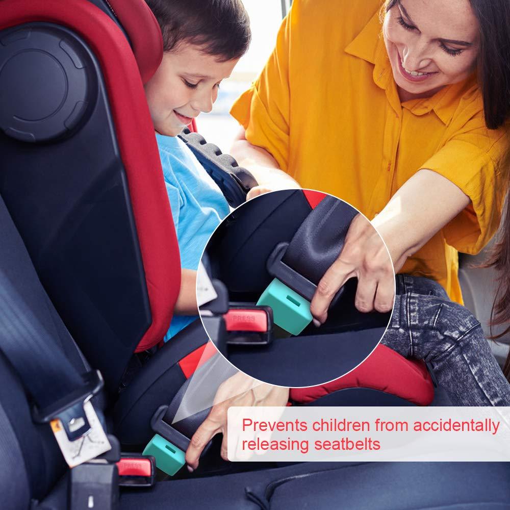 MORLIKE LIVING Morlike Silicone Seatbelt Secure Buckle Safety Cover Lock | Keep Children Safe in Car Seat and Prevent Kids from Accidentally Unbuckling | Buckle Guard Fits Almost Vehicles (Light Blue, 2 Pack)