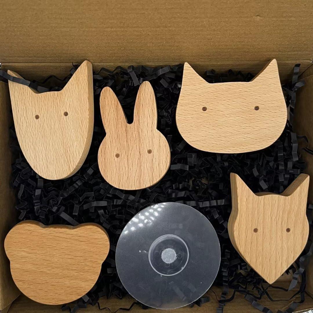 Klauer Wooden Door knobs,Wood Pull Knobs,Round Drawer Knobs,5 PCS Wood Cabinet Handle Knob for Furniture Door Animal Coat Hooks Wooden Hooks Wall Mounted Cupboards Handles for Bathroom Cabinets Doors Dresse