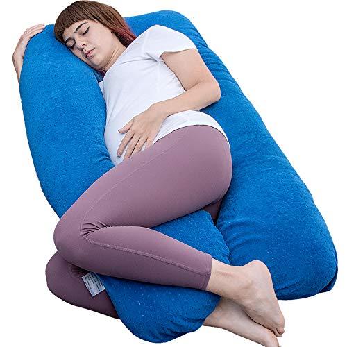 MOON PINE MOON PINE Pregnancy Pillow, U Shaped Full Body Pillow for Maternity Support, Sleeping Pillow with Cover for Pregnant Women (Dark Blue)