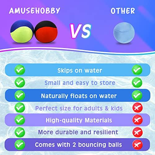 Guard Glasses Guard Glasses Water Skipping Ball Summer Beach Ball 2-Pack Water Bouncing Balls Grip Ball for Beach Swimming Pool River Lake, Red