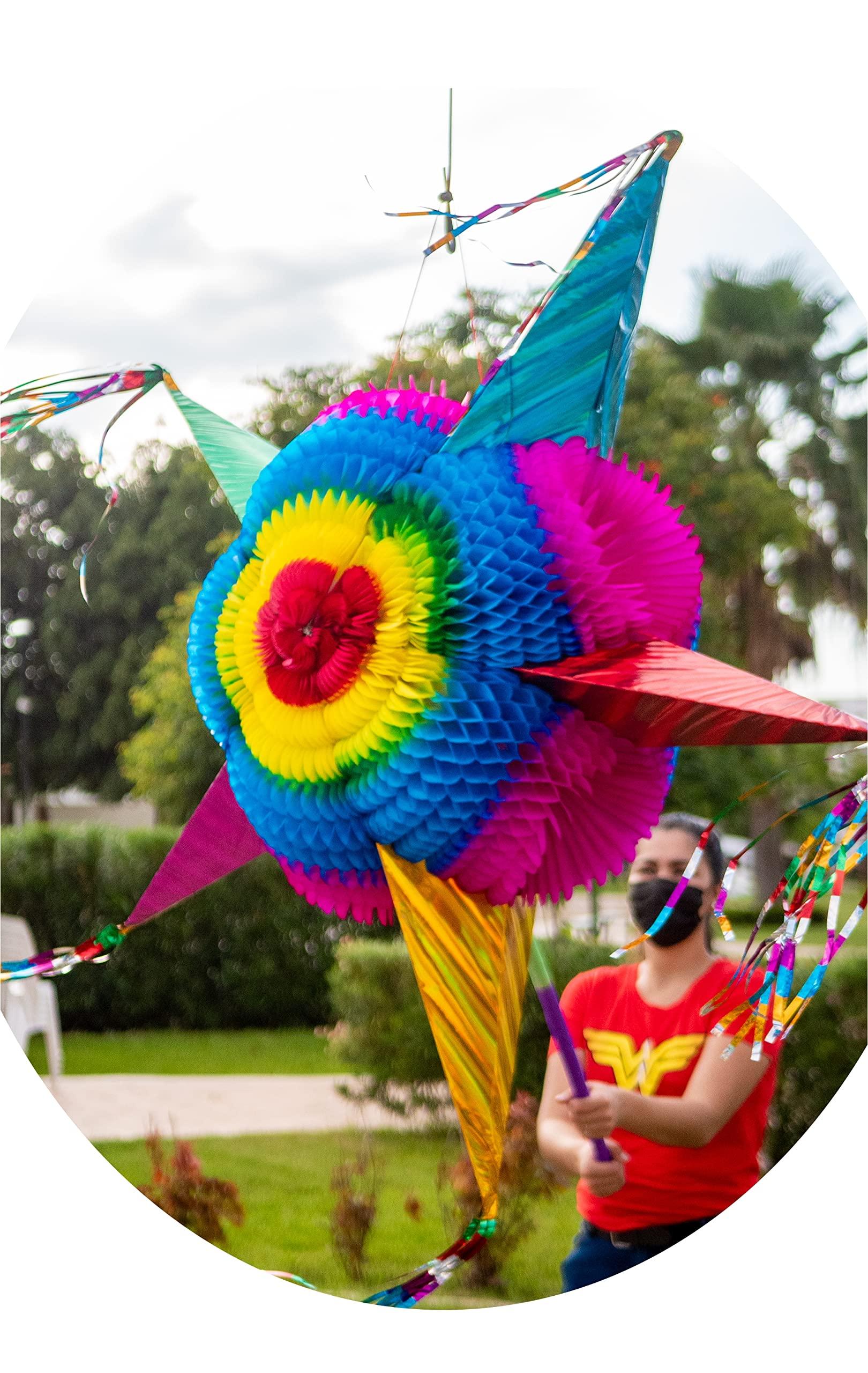 Celly Party Giant Extra Large Pinata,52 Inch Large Really Big Star Piata Mexicana, Dia de Los Muertos,Huge Colorful Foldable Pinata