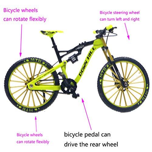 Ailejia Mini Racing Bicycle Ornament Vehicles Mountain Finger Dirt Bike Toy Model Decoration Crafts for Home (S-Green) image-2