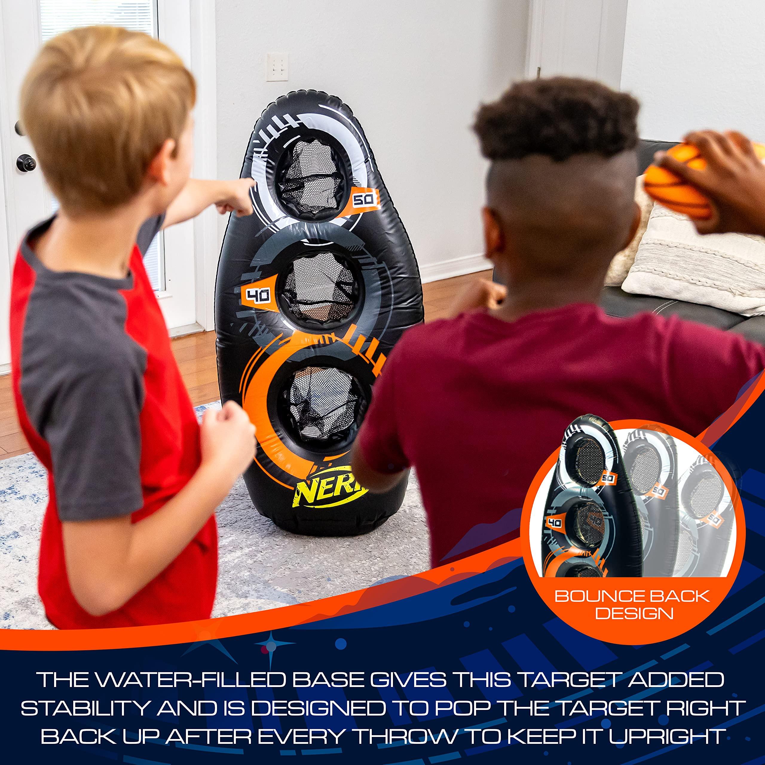 NERF NERF Inflatable Target Set - Proshot Kids Football + Blaster Target Game Set- Standing Pop Up Target - 50"