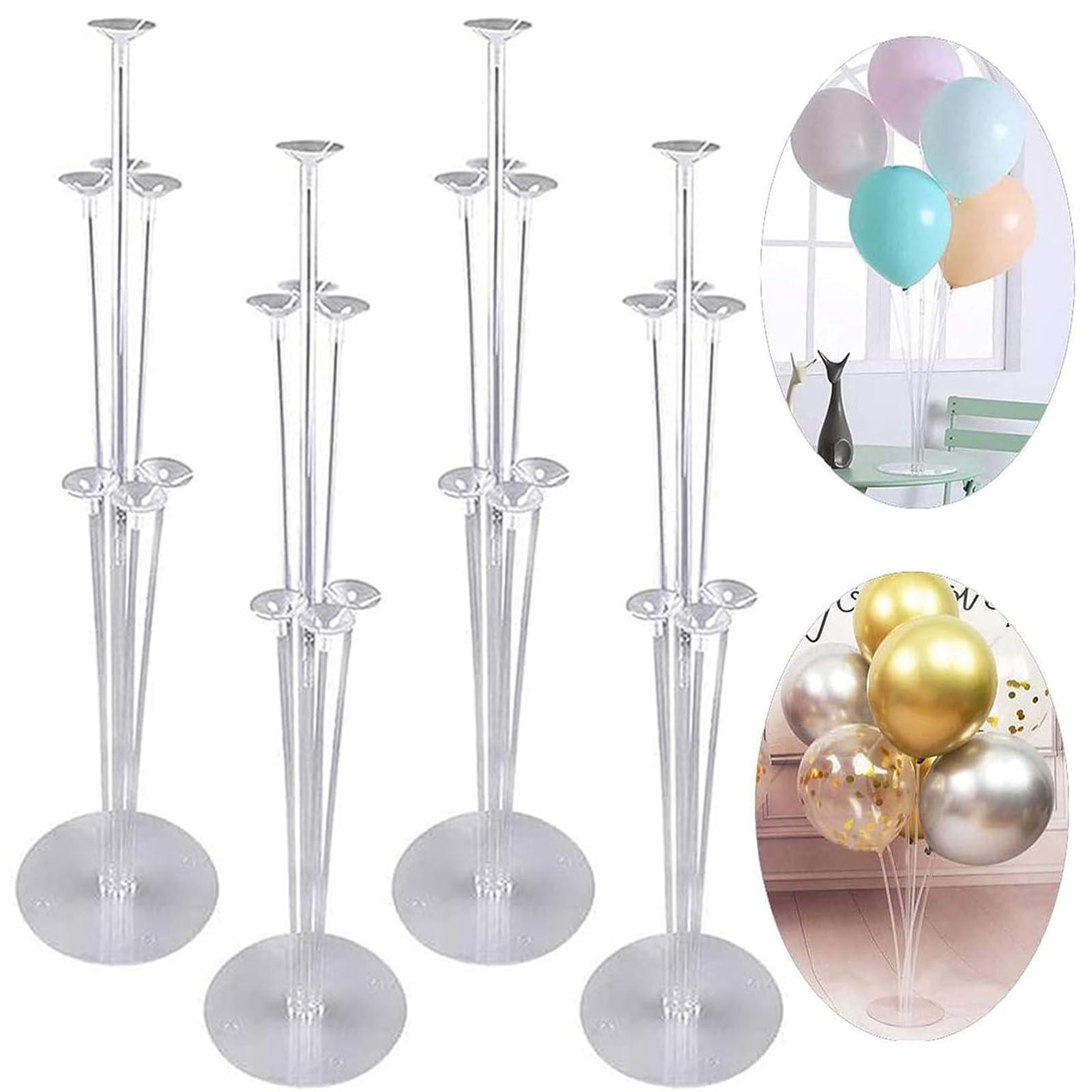 Acquwistach Balloon Stand Kit for Party and Wedding Decorations Celebrations 4 Sets Balloon Stands fot Table with 28 Sticks 28 Cups and 4 Bases