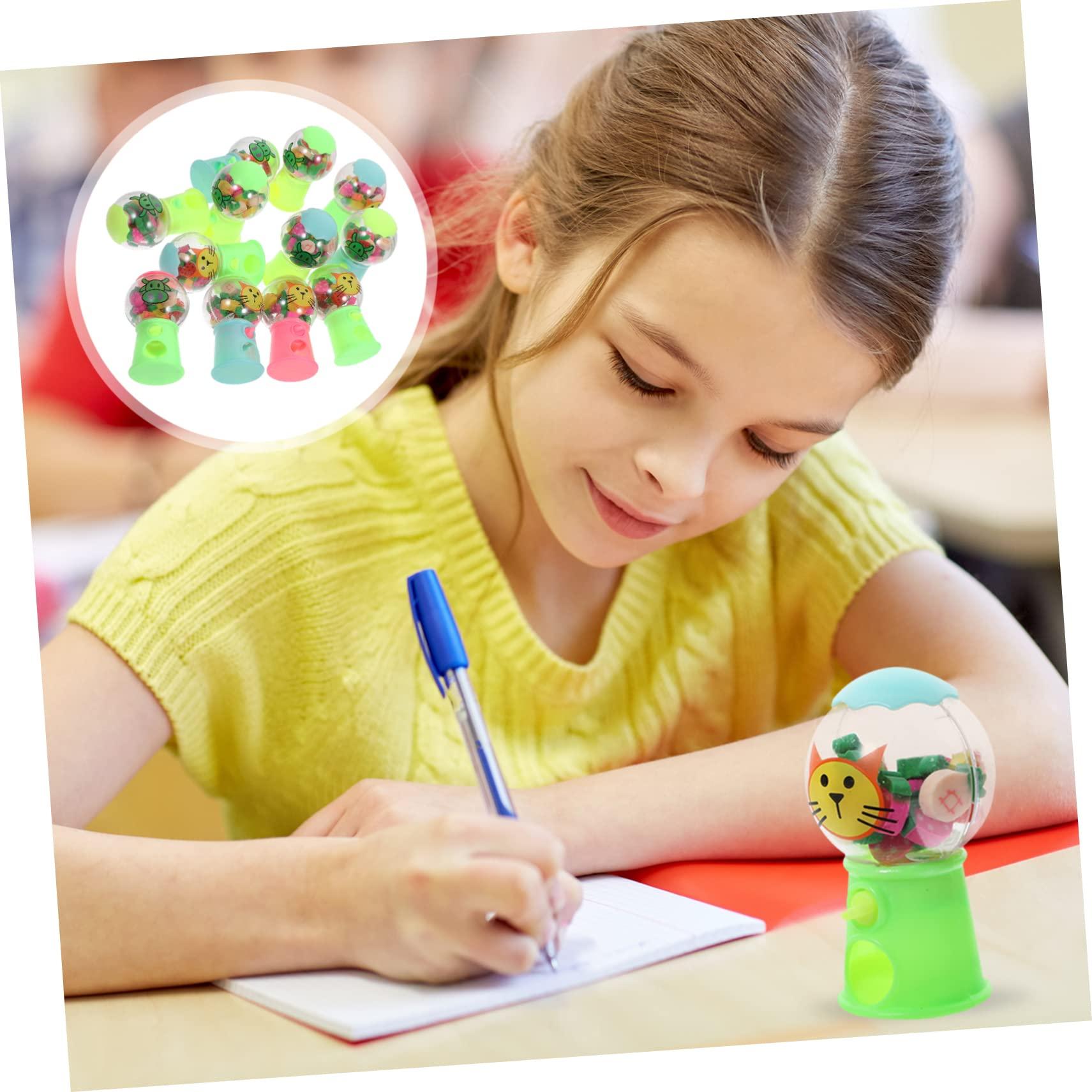 VICASKY VICASKY 12pcs Small Rubber Machine Candy Dispenser Food Pencil Eraser Mini Puzzles Pencils Candy Claw Machine for Food Student Plastic Christmas Bubble Gum Machine