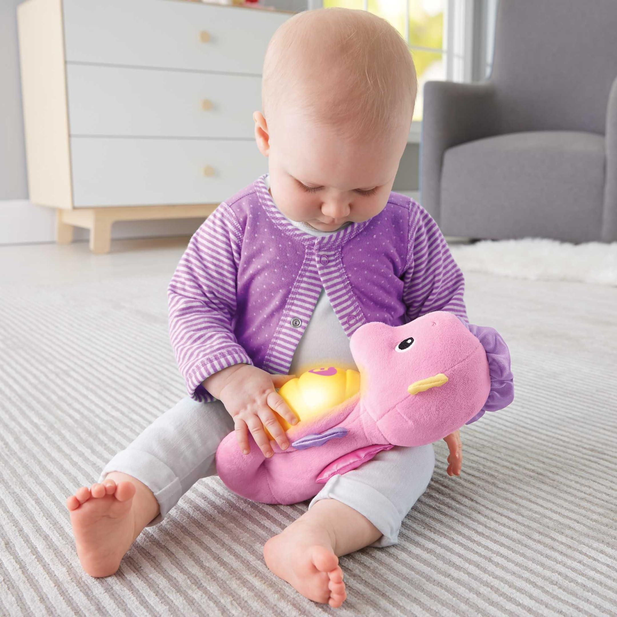 Fisher-Price Fisher-Price Musical Baby Toy, Soothe & Glow Seahorse, Plush Sound Machine With Lights & Volume Control For Newborns, Pink