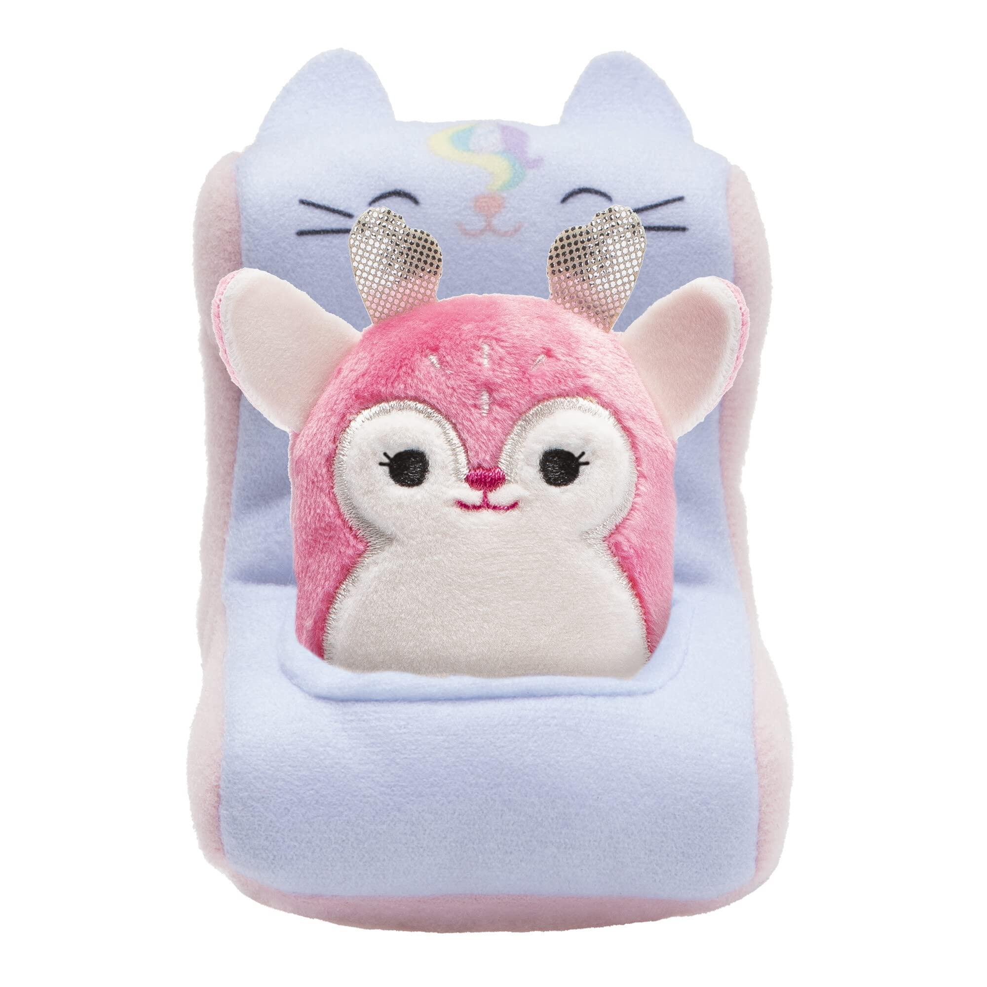 Squishville Squishville by Original Squishmallows Deluxe Day Spa Playscene - Include 2-Inch Duchess The Pink Deer, Towel Wrap, Face Mask, Basin & Lounge Chair - Toys for Kids
