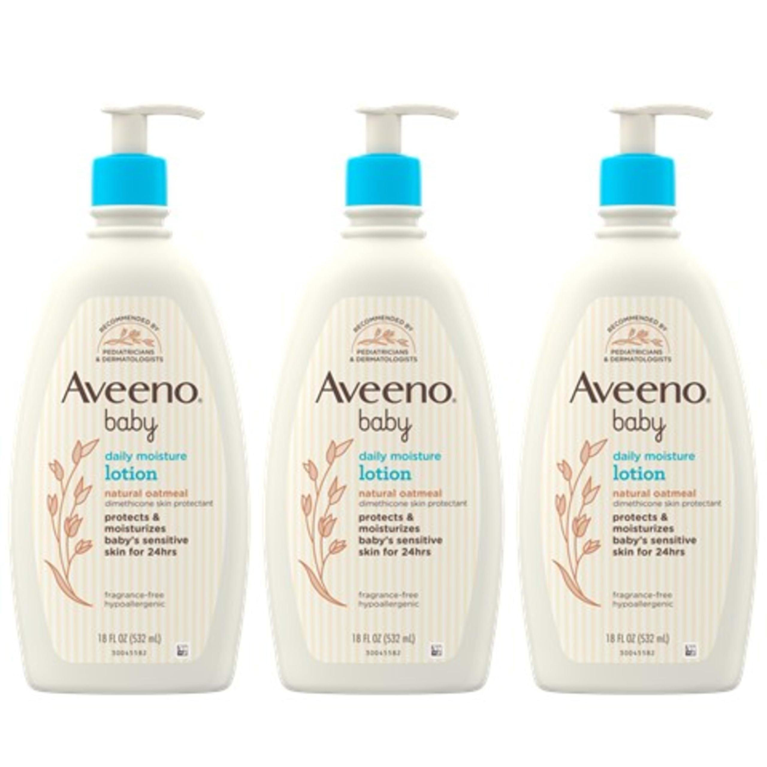 Aveeno Baby Aveeno Baby Daily Moisture Lotion for Delicate Skin with Natural Colloidal Oatmeal & Dimethicone, Hypoallergenic, Fragrance-, Phthalate- & Paraben-Free, 3 x 18 fl. oz