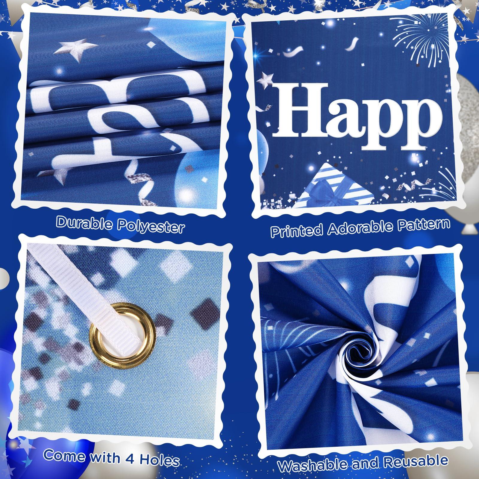 Yoirrat Happy Work Anniversary Decorations Banner Blue Happy Workiversary Banner Yard Sign with 18 Pcs Balloons for Office Anniversary Party Decoration Employee Appreciation Banner Office Party Supplies