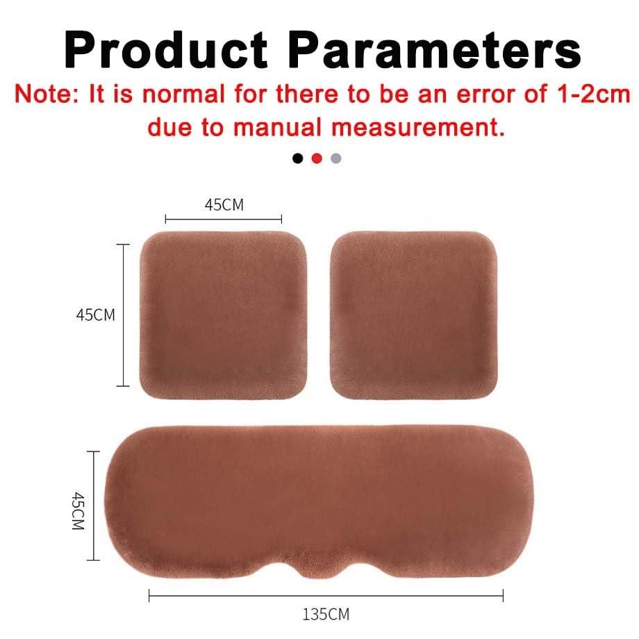 AISAIMOUT Carseatcover Faux Fur Protector Suitable 3 Piece Set Universal Front Rear Fluffy Car Seat Cover Winter Plush Automotive Carseatcover Faux Fur Protector Suitable for Cars, Vans, MPV's SUV' ( Color : Bu