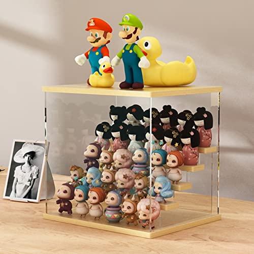 WANLIAN Clear Acrylic Display Case for Funko Pop,Pop mart,Minifigure,Action Figure with 5 Tier Shelf Collectibles Storage Assemble Showcase,Display case with Door for Figure Collectibles(Five Layer)