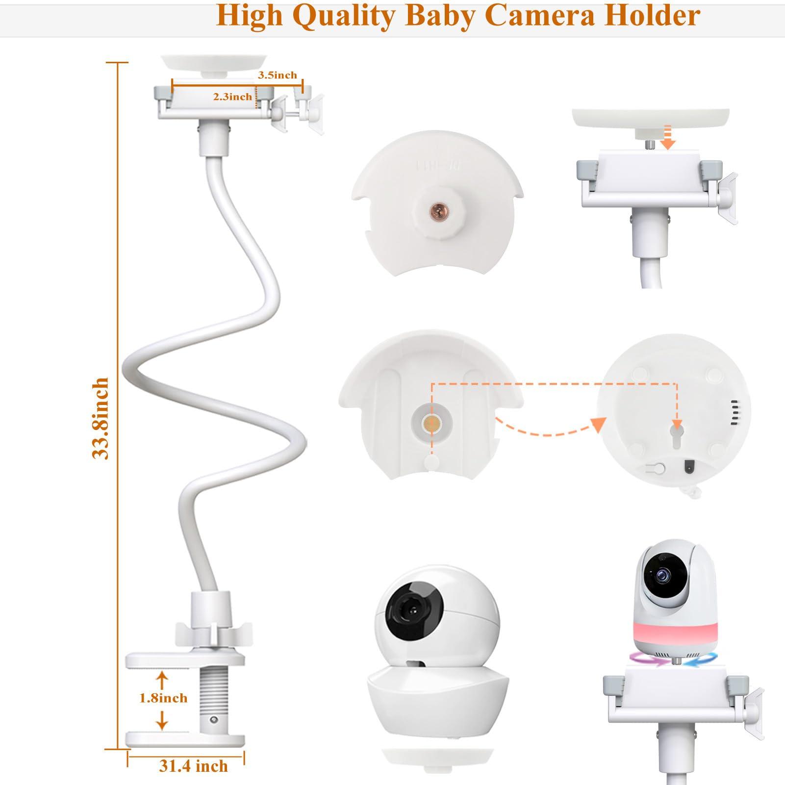 Derebir Derebir Baby Monitor Mount Stand Compatible with Babysense Max View HD S2/ V43 /V24 Baby Monitor Flexible Clip Long Baby Monitor Holder Compatible with Other 1/4 Baby Camera Screw Mount (33.5 inch)