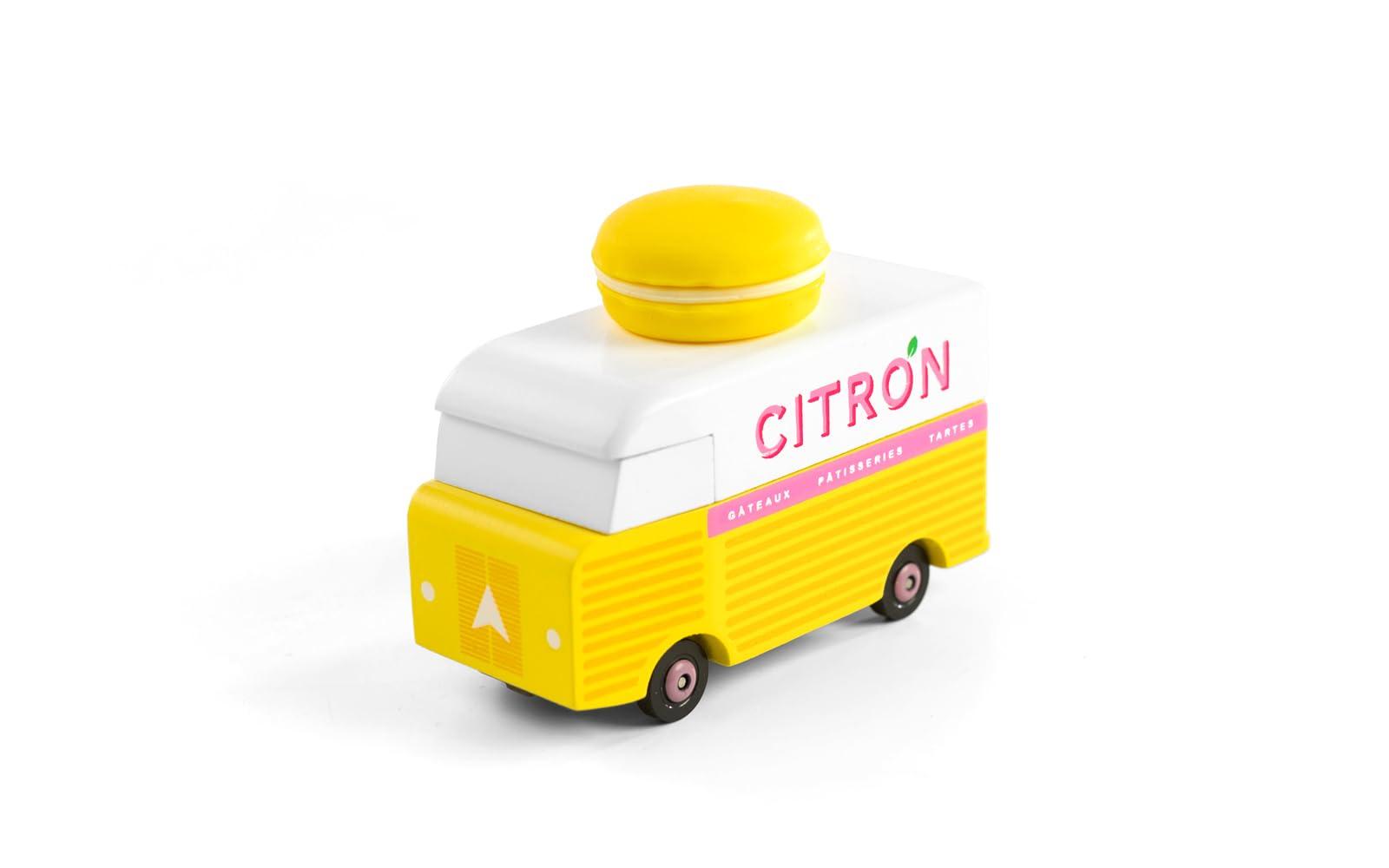 CANDYCAR Candylab Toys CANDYCAR Wooden Food Truck Collection - Citron Macaron Van, Premium Handcrafted Beech Wood Toy Car