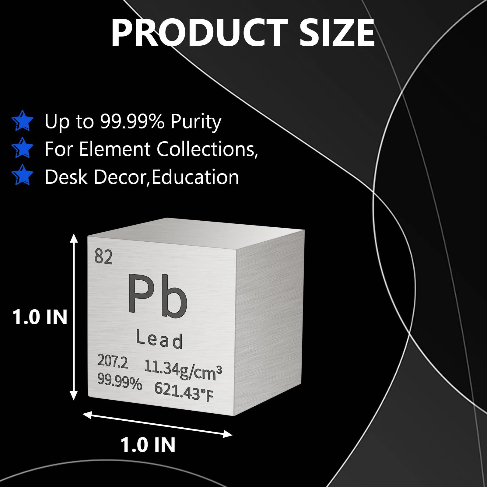 BFLCTGCF Lead Cube Metal Density Cubes Pure Metal High Density Element Cube for Element Collections Lab Experiment Material Hobbies DIY Teacher Science Creative Gift (Pb 1inch)