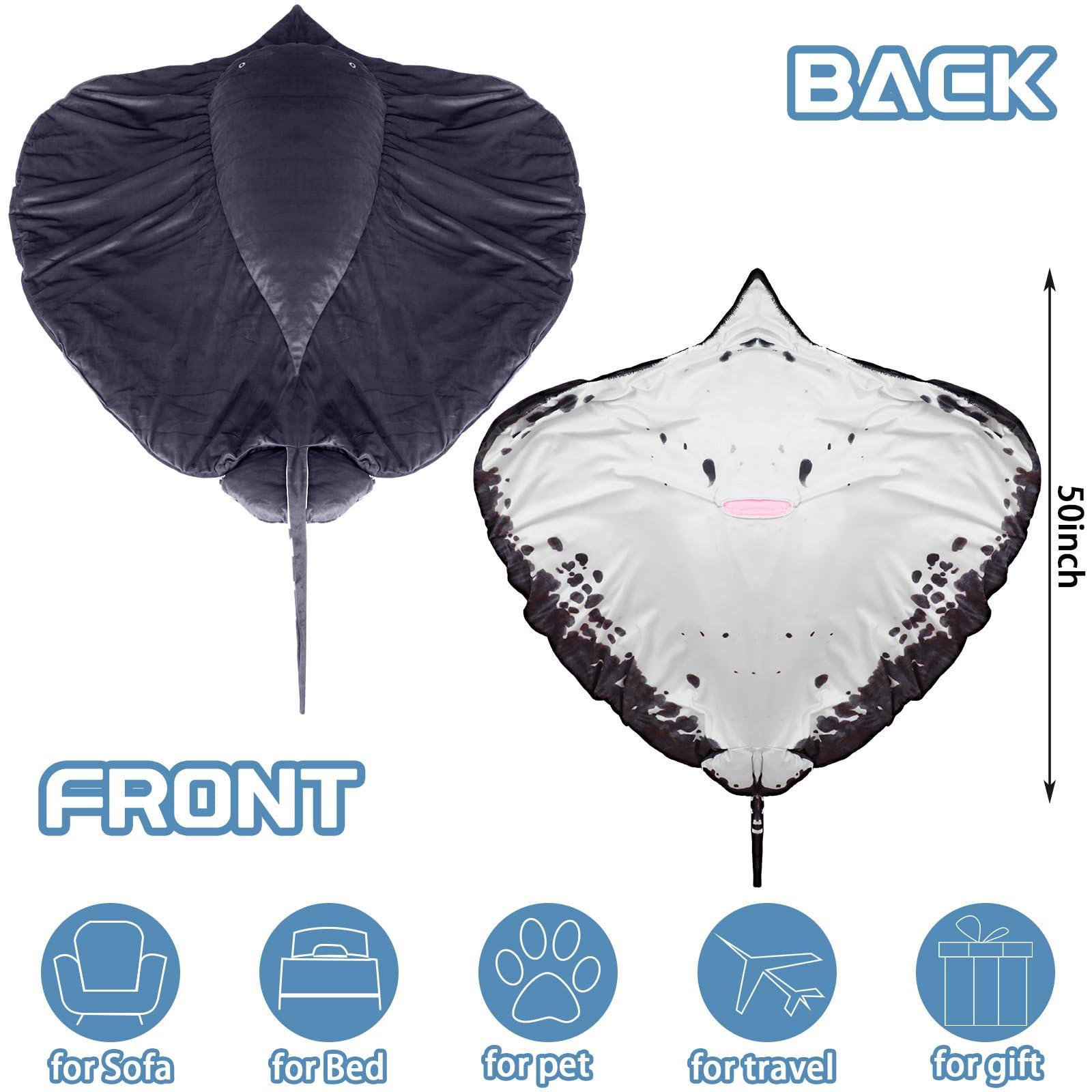 Ganeen Ganeen Devil Fish Blanket Manta Ray Animals Blanket Soft Plush Stuffed Toy 50 x 50\'\' Kawaii Office Blanket Mat Carpet Cute Hugging Pillow Airplane Men Woman Home Decor Blanket for Pets