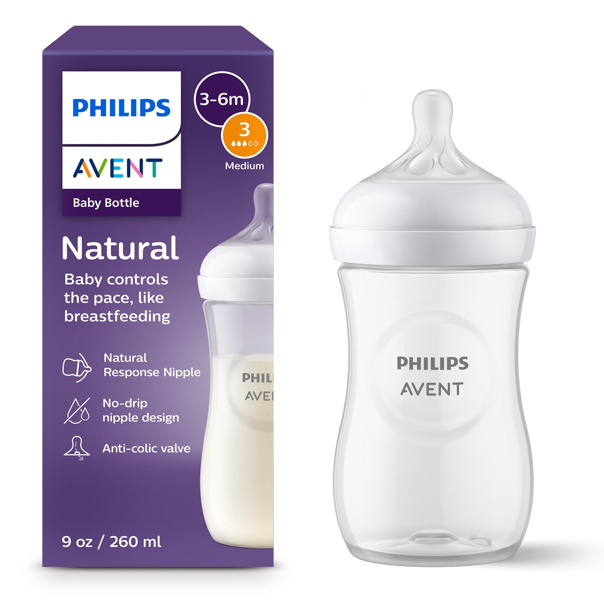 AVENT Philips AVENT Natural Baby Bottle with Natural Response Nipple, Clear, 9oz, 1pk, SCY903/01