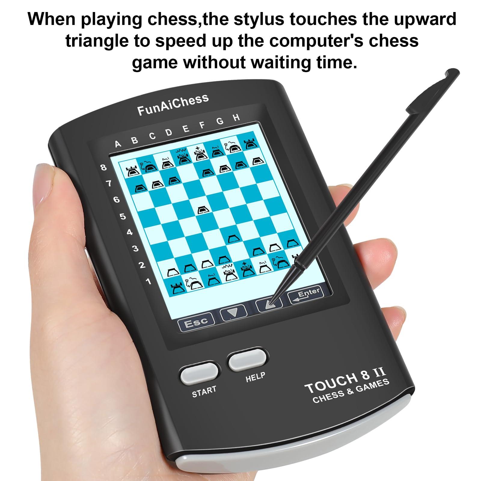 FunAiChess FunAiChess Handheld Electronic Chess Board 8 in 1 Touch Chess Computer Game Ai Chess Up Smart Electronic Chess Set for Adults, Kids,and Beginners Learn and Travel with Stylus Large LCD Display Gift