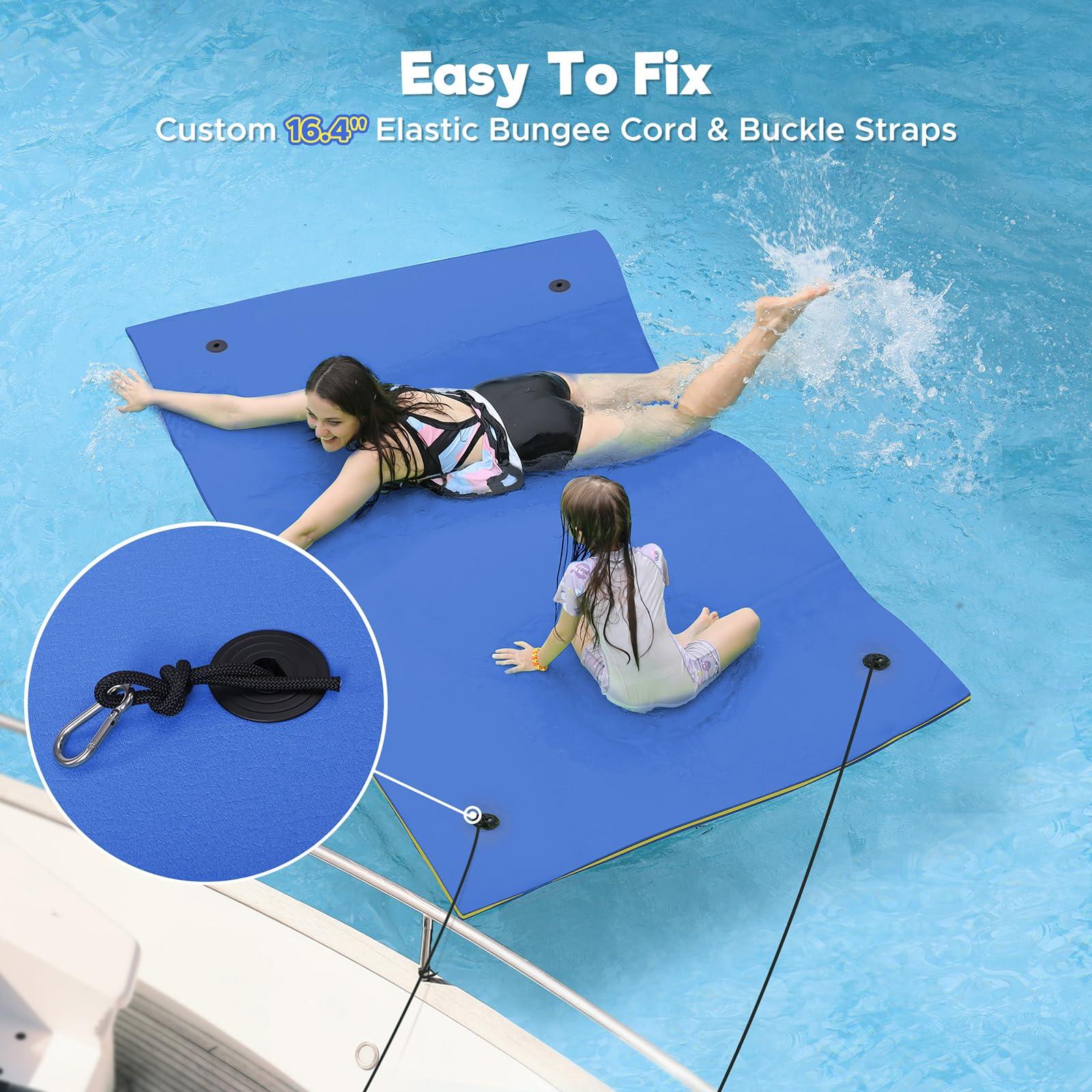 WARMOUNTS WARMOUNTS Water Floating Mat Foam Pad, 9x6FT Bouncy Tear-Resistant XPE Foam, Recreation and Relaxing for Pool Lake River Ocean Outdoor Water Activities