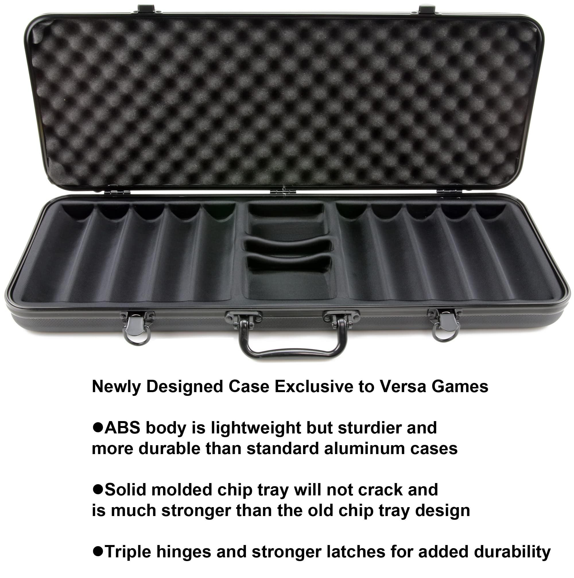 Versa Games Versa Games 13.5 Gram Poker Chips - Clay Poker Chips Set - 500 Piece Crown Casino Poker Set with Numbers Denomination - New Upgraded Poker Case