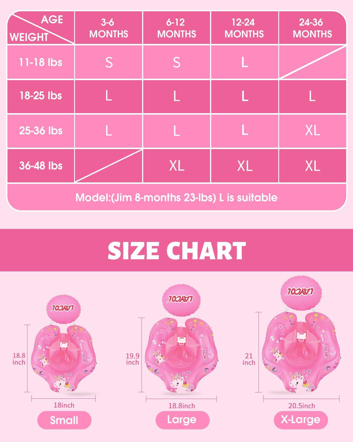 LAYCOL LAYCOL Baby Swimming Float Inflatable Baby Pool Float Ring Newest with Sun Protection Canopy,add Tail no flip Over for Age of 3-36 Months (Unicorn, S)