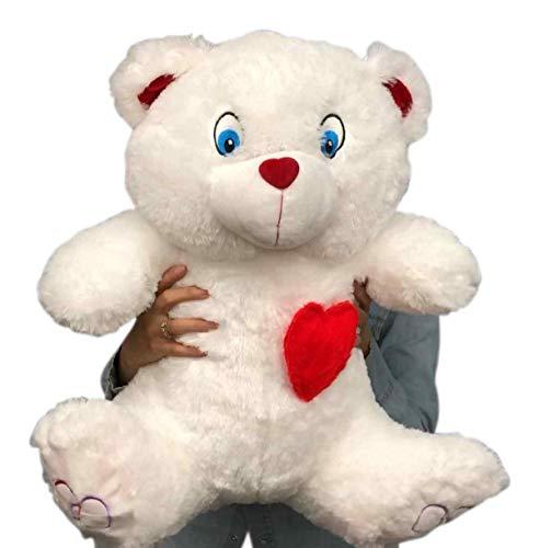 Big Plush Big Plush® 2 Foot Teddy Bear 24 Inches Soft White Plushie with Red Nose and Heart on Chest