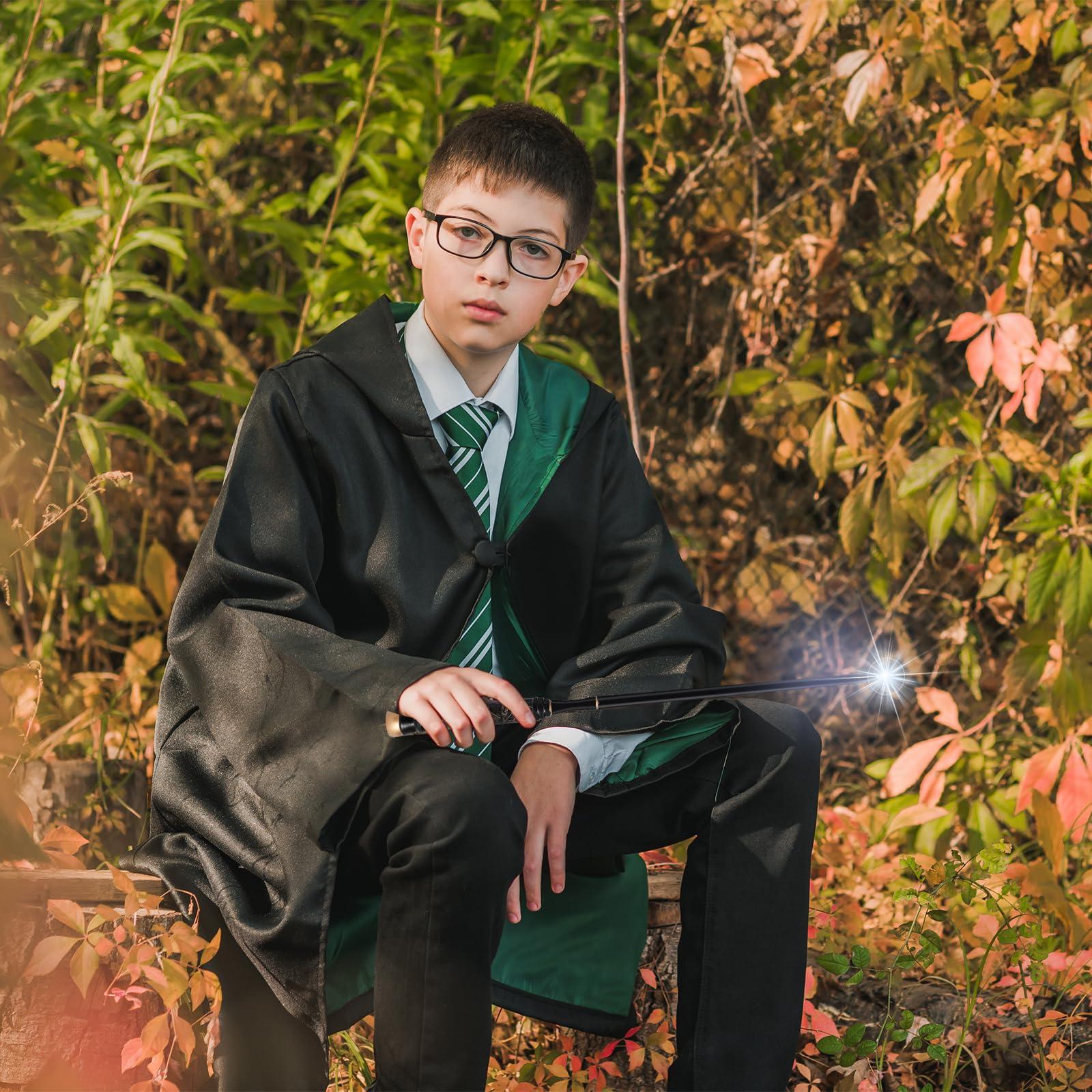 ChampWe ChampWe Light Up Magic Wizard Wand Rechargeable Illuminating Toy for Kids Witch Collection Cosplay Accessories with Spellbook and Gift Box (Foliage)