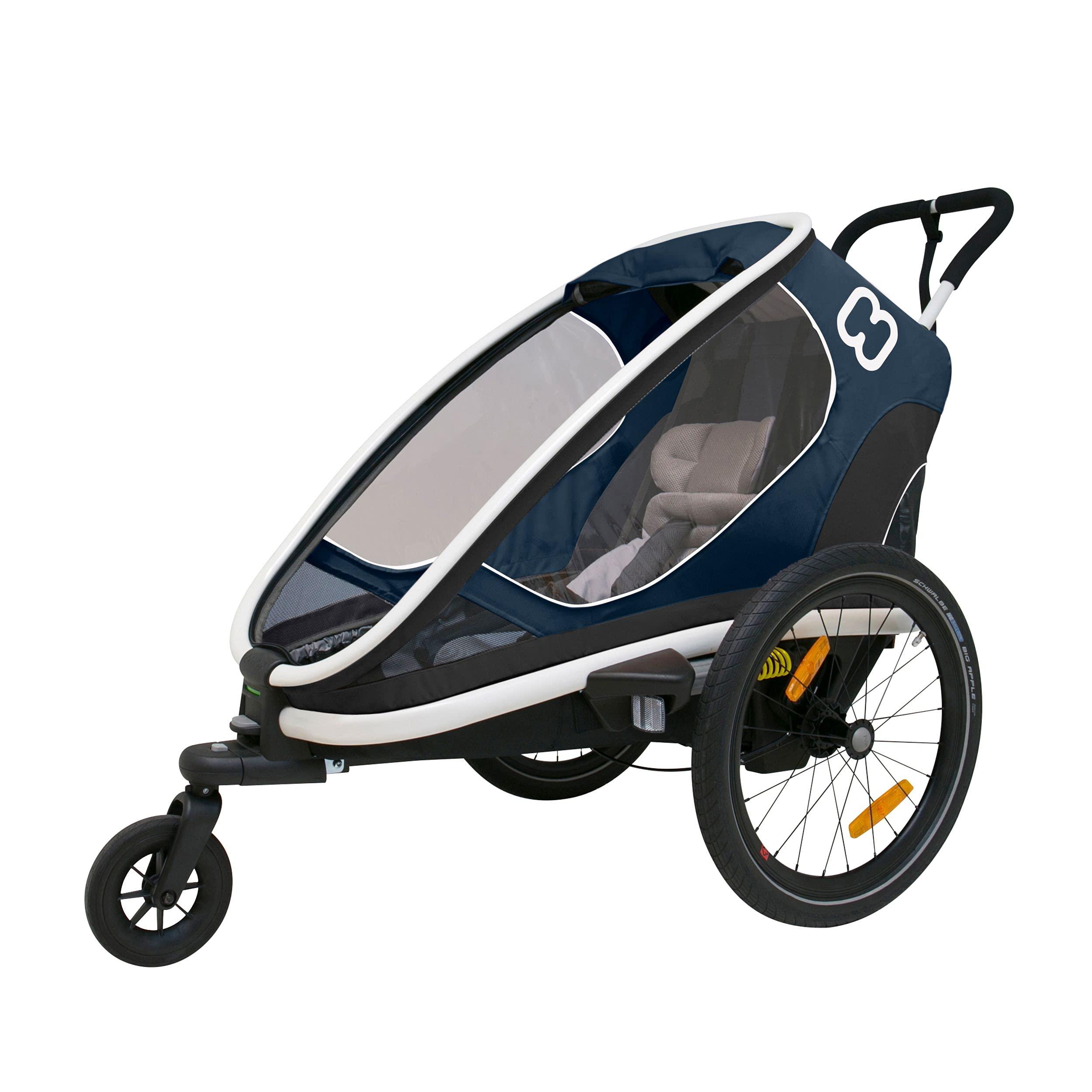 Hamax Hamax Outback One Seat Reclining Multi-Sport Child Bike Trailer + Stroller (Jogger Wheel Sold Separately) (Navy/White)