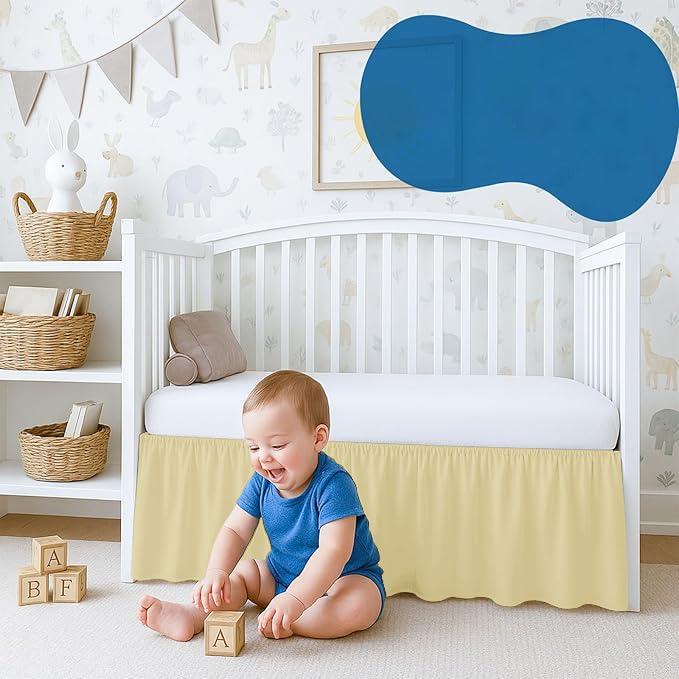 Silentnight 100% Egyptian Cotton, Nursery Crib Toddler (28" x 52" x 14") 800 Thread Count Crib Skirt Dust Ruffle, Bedding Skirts for Baby Boys or Girls, 14" Drop, Ivory Solid