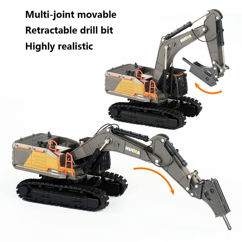 Gemini&Genius Gemini&Genius Drill Excavator Toy for Kids, 1:50 Scale Impact Hammer Excavator Construction Vehicle Toy, Demolition Machine-Tracked Driller, Engineering Car Great Toys and Gifts (Demolition Machine)