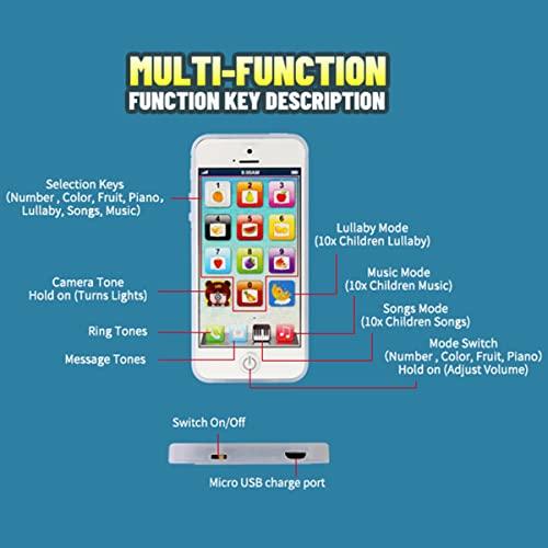YPhone Cooplay Baby IQ Phone Toy Play Music Phone Shape Early Electronic Mobile Songs Learning Smartphone Toddler Education Lights for Christmas Kids